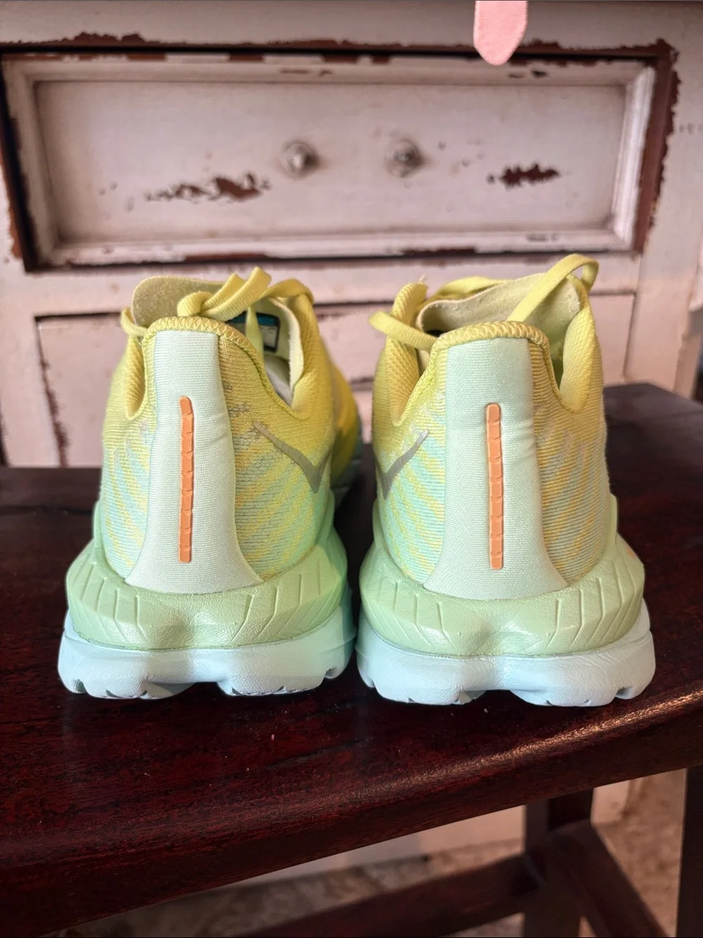 Hoka Women's Yellow Teal Athletic Shoes - Picture 5 of 8